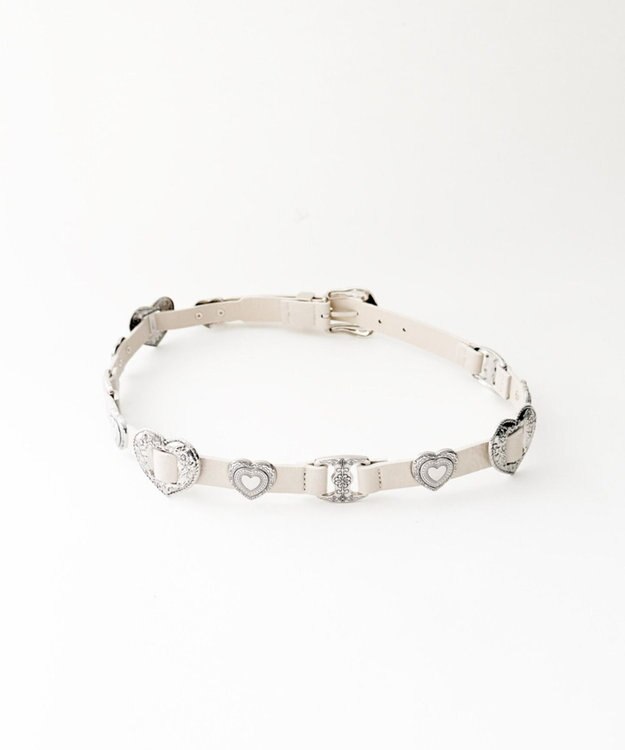 WEGO Lハートコンチョデザインベルト オフホワイト