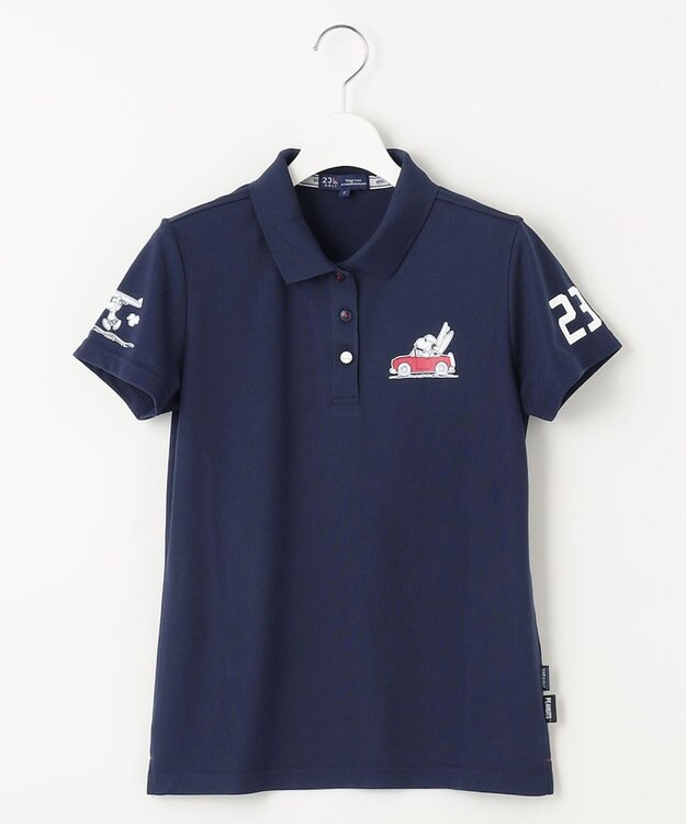 23区GOLF 【PEANUTS】【WOMEN】スヌーピーコラボ 半袖ポロシャツ ネイビー系