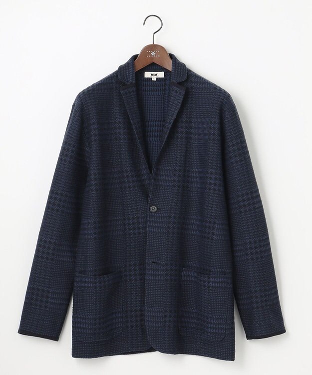 JOSEPH ABBOUD 【キングサイズ・驚きの軽量ウール】KARLKARL チェック柄 ニットジャケット ダルブルー系4