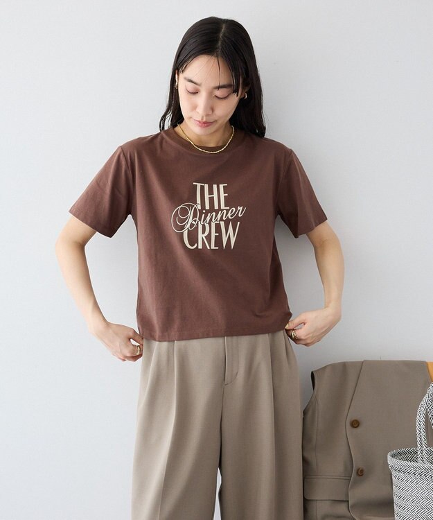 CRAFT STANDARD BOUTIQUE フロッキープリントＴシャツ Brown