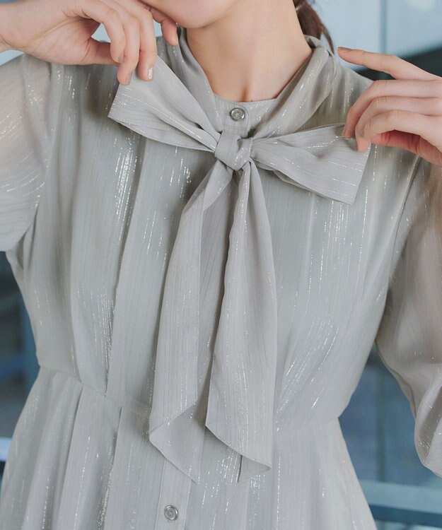 Tiaclasse L 【2WAY取り外しリボン付き】リボンタイラメシフォンワンピース ミント