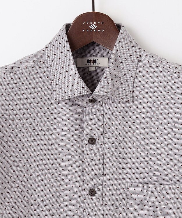 JOSEPH ABBOUD 【綿100％・ストレッチ】コンフォートジャージープリントシャツ ワイン系5