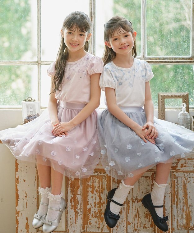 組曲 KIDS 【150-160㎝】ミスティフラワー Tシャツ オフホワイト