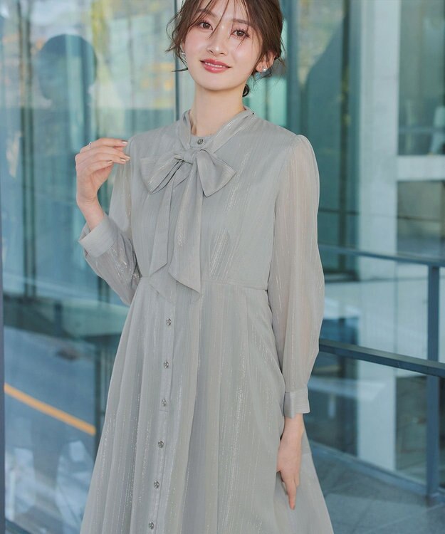 Tiaclasse L 【2WAY取り外しリボン付き】リボンタイラメシフォンワンピース ミント