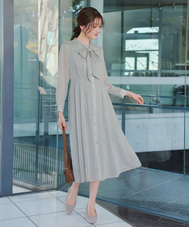Tiaclasse L 【2WAY取り外しリボン付き】リボンタイラメシフォンワンピース ミント