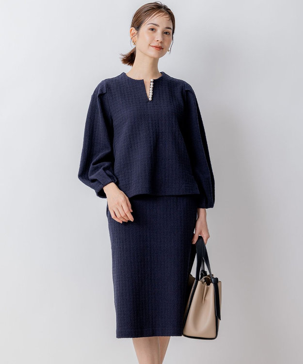 組曲 L 【WEB限定】ニュアンスジャガード セットアップ ネイビー系