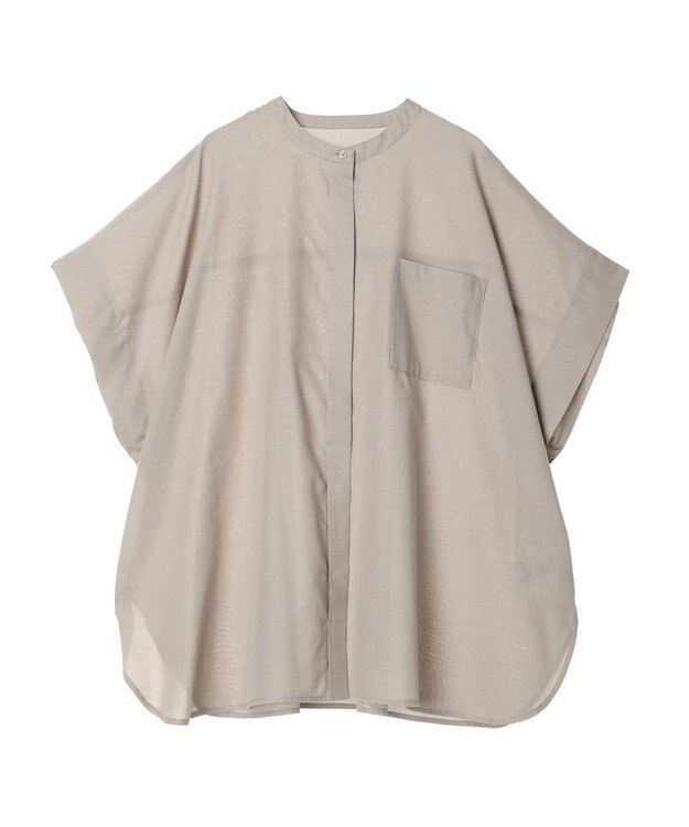 Green Parks 綿麻混ポンチョ風シャツ Gray Beige
