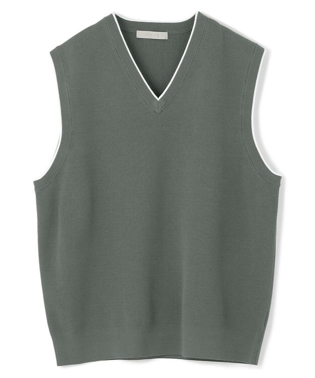 UNFILO MENS スタイリッシュ ニット ベスト カーキ