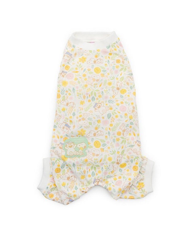 PET PARADISE スヌーピー はじめてのロンパース 《のほほん柄》 小型犬 ホワイト×イエロー