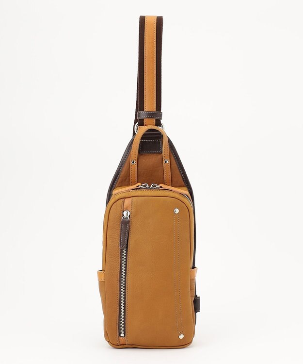 UNBILLION Otias シュリンクレザーオイル仕上げタテ型ボディバッグ ブラウン