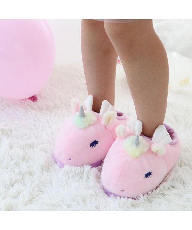 Mother garden マザーガーデン ユニコーン ふわふわ キッズスリッパ  《ピンク》 ピンク