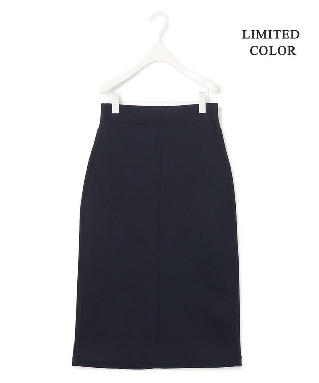 ICB 【洗える】シンセティックヤーンスムース ニットスカート ネイビー系［WEB限定］