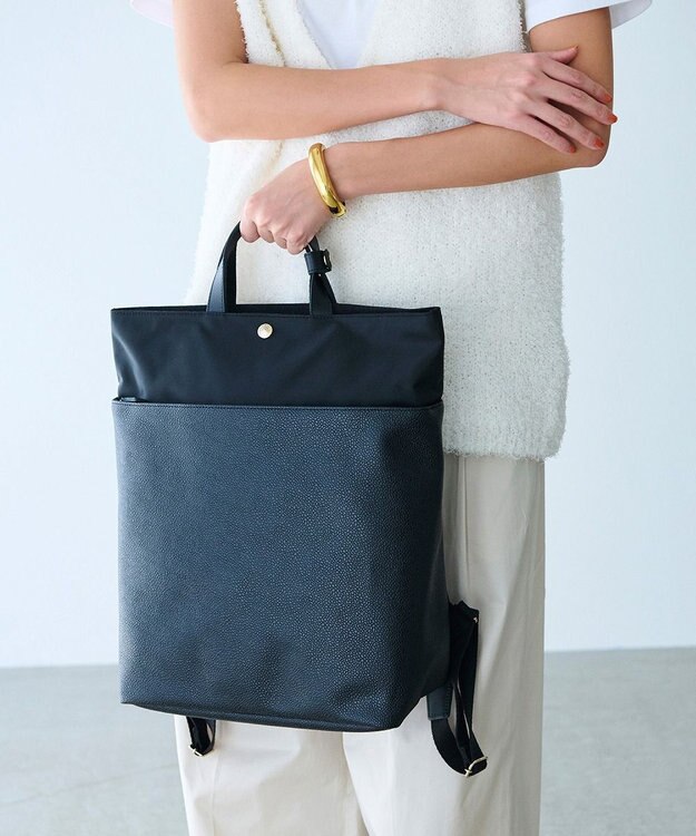 TOPKAPI 【Breath TOPKAPI】SCOTCH GRAIN スコッチグレイン マザーズバッグ バイカラー A4 バックパック / リュック ブラック