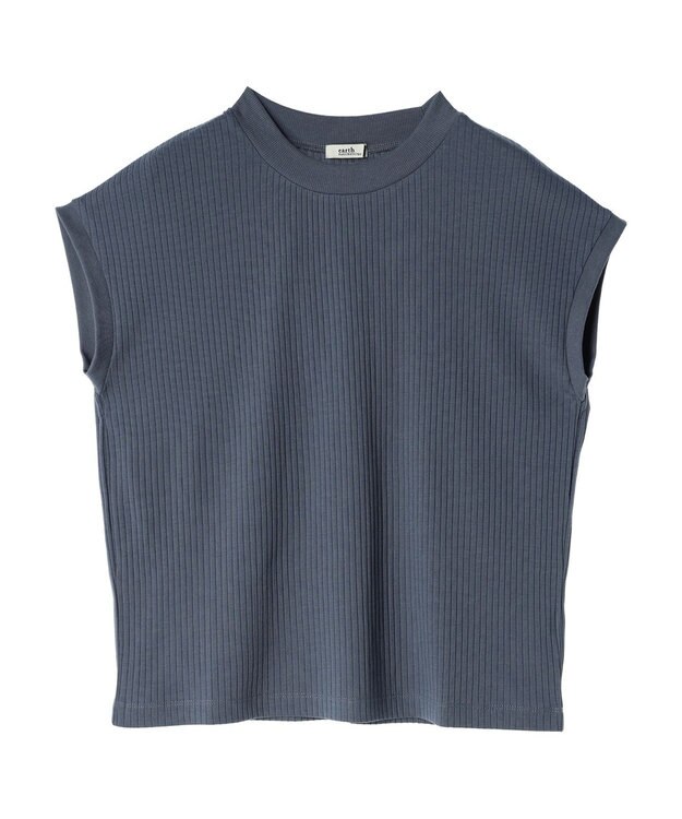earth music&ecology フレンチスリーブリブプルオーバー Blue
