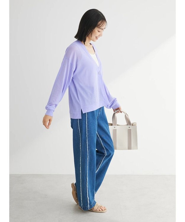 Green Parks Ｖネックシアーカットカーディガン Purple