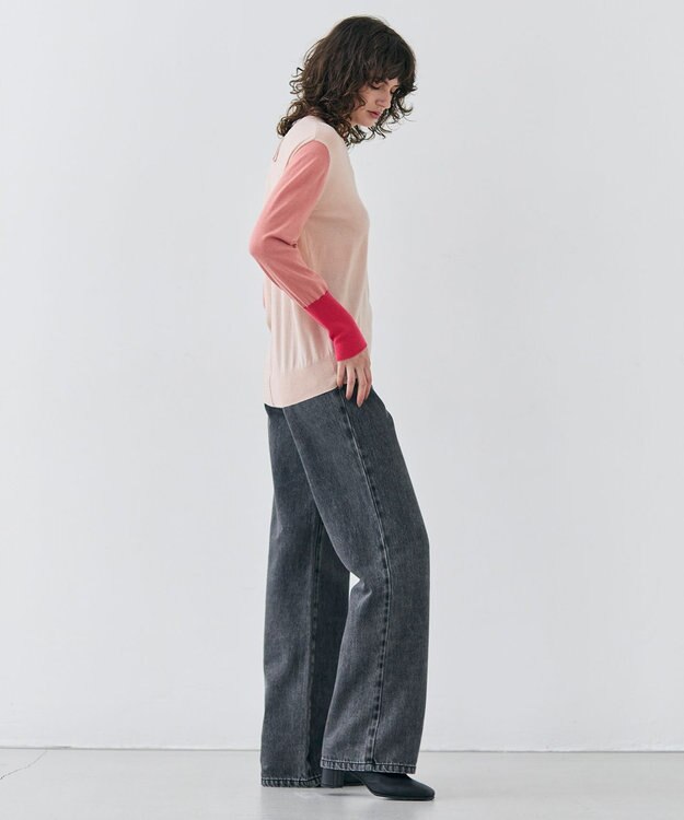 BEIGE， 【洗える】BURNET / カラーミックスVネックトップス Nude×Salmon×Pink