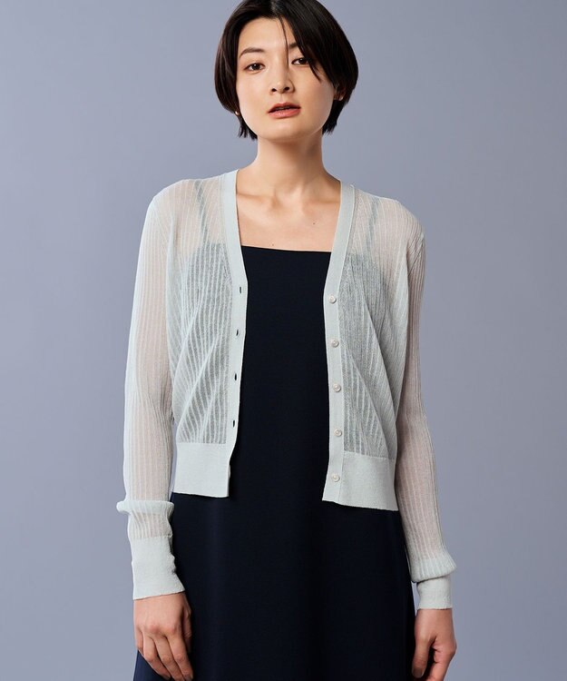 uncrave シアー リブ ニット カーディガン（uncrave STANDARD） ライトセージ
