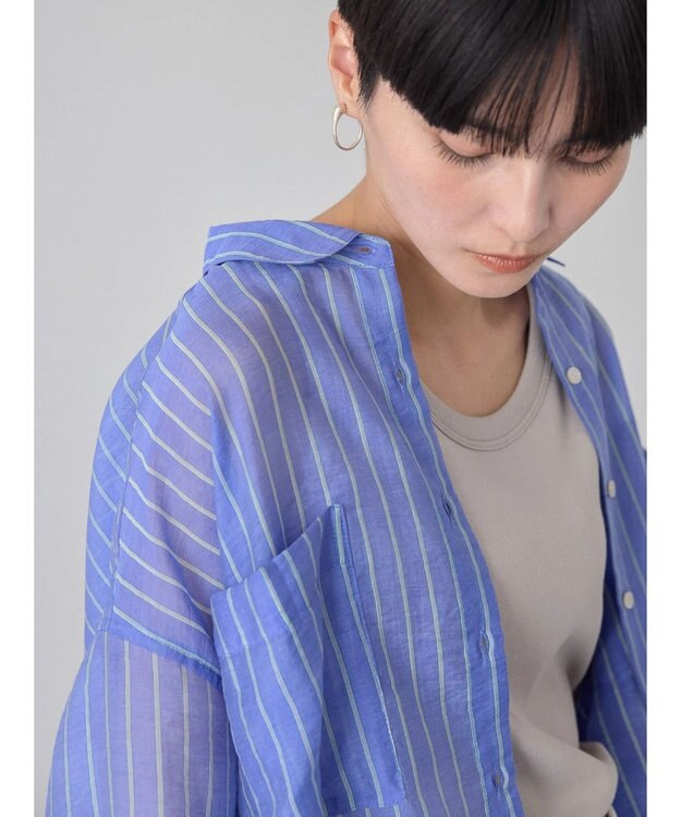 AMERICAN HOLIC シアーＣＯＯＬポケット付きルーズシャツ Stripe
