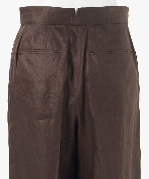 23区 【エステータ】チンツリネン ストレート ワイドパンツ ダークブラウン系