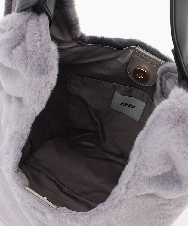 ANY 2WAYバイカラーファーバッグ グレー