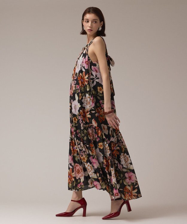 GRACE CONTINENTAL フラワープリントキャミドレス ブラック