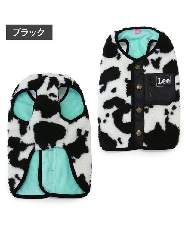 PET PARADISE Lee 牛柄 背中開きボアベスト 《 白黒》 中型犬 大型犬 牛柄 白黒