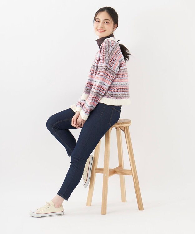 OP／FILA 【OP】ジャガードニットカーディガン パープル