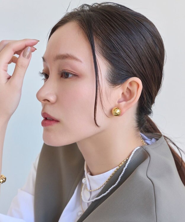 Phoebe メタルボールバックキャッチピアス　コンビ シルバー