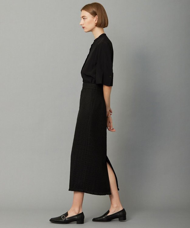 ICB 【接触冷感・UVケア・洗える】 レーヨンコンパクトローン ボウタイシャツ ブラック系