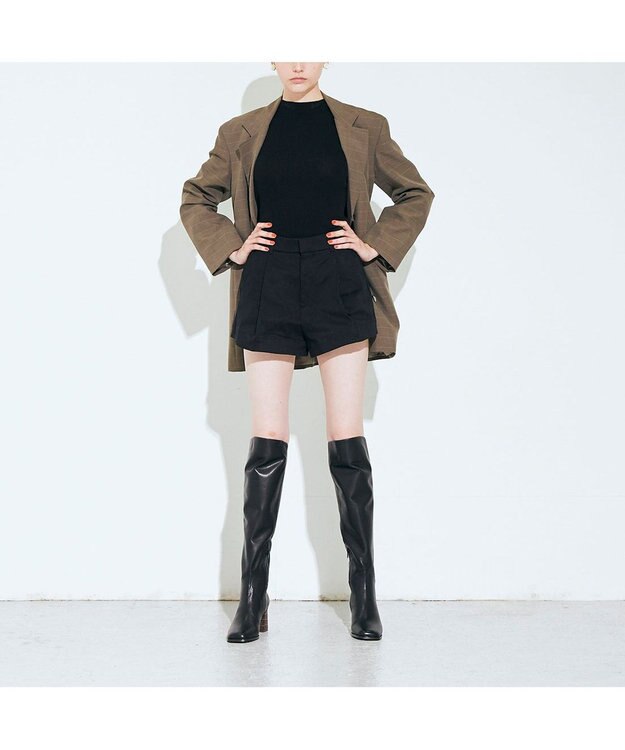 MODE ET JACOMO <MODE ET JACOMO>バック切り替えスクエアトゥロングブーツ ブラック