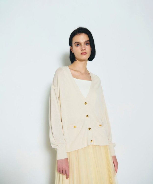 GRACE CONTINENTAL ルーズVネックニットカーディガン キナリ