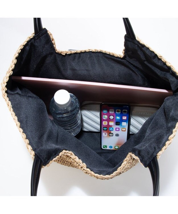 UNBILLION カシュカシュ cachecache / ベルトフラップクロッシェトート カゴバッグ ブラック