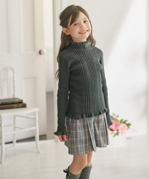 組曲 KIDS 【110-140㎝】グレンチェック キュロット モノトーン