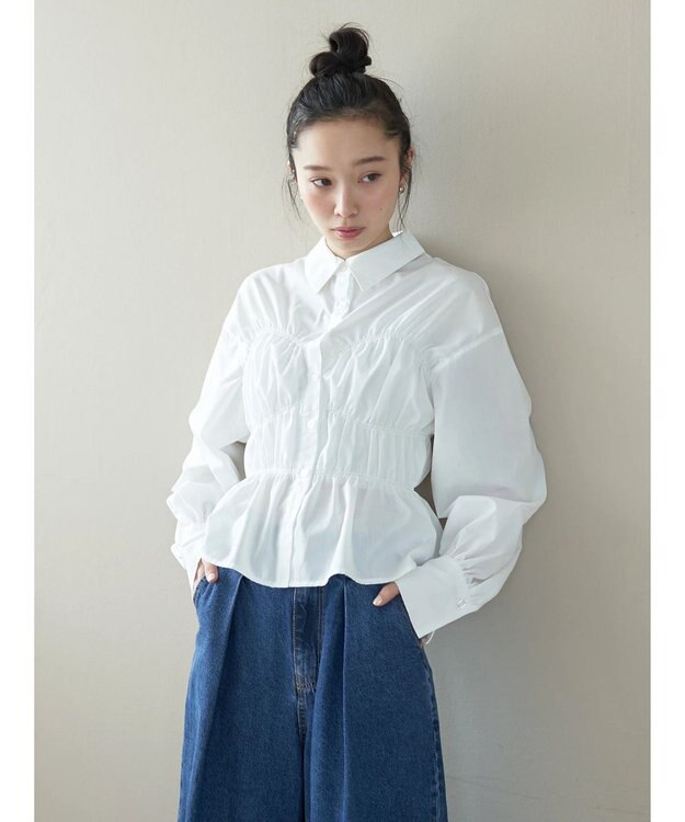 earth music&ecology ビスチェライクシャーリングシャツ White