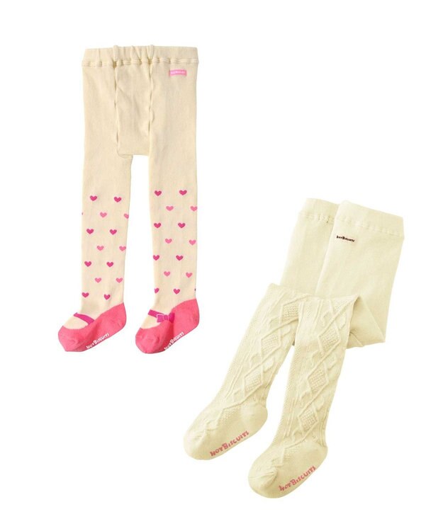 MIKI HOUSE HOT BISCUITS タイツ2枚セット アイボリー