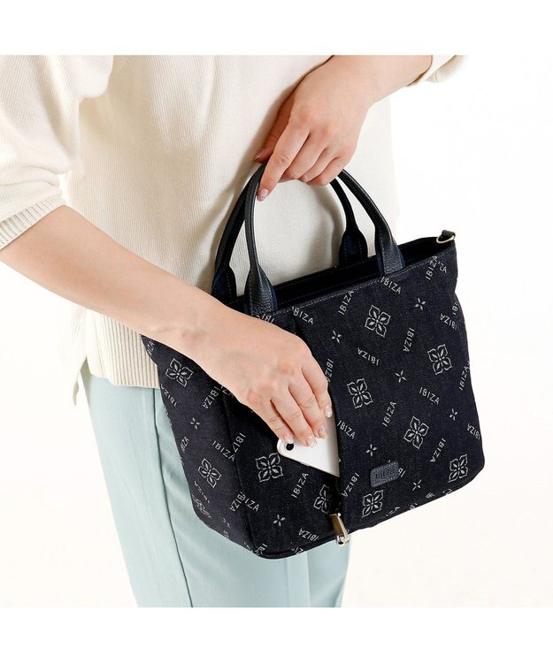 IBIZA アスール　ロゴデニム　2WAYバッグ 紺