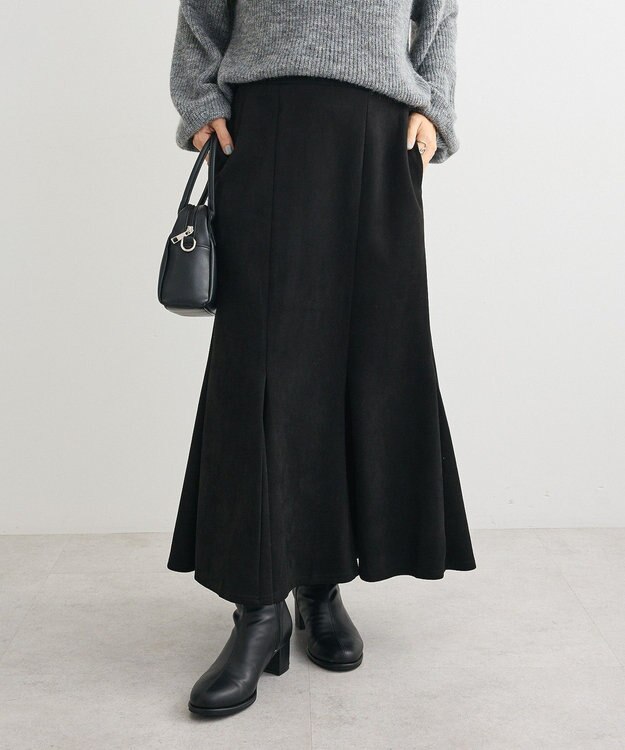 Green Parks なめらかタッチスウェード調マーメイドスカート Black