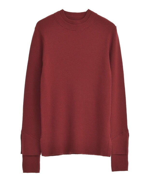 Green Parks ダブルカフスモックネック配色ニット Red