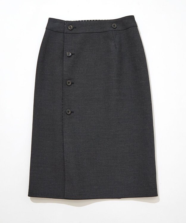 ANY SIS 【美人百花10月号掲載】2WAYリバーシブルラップ スカート 白黒ギンガム×チャコール