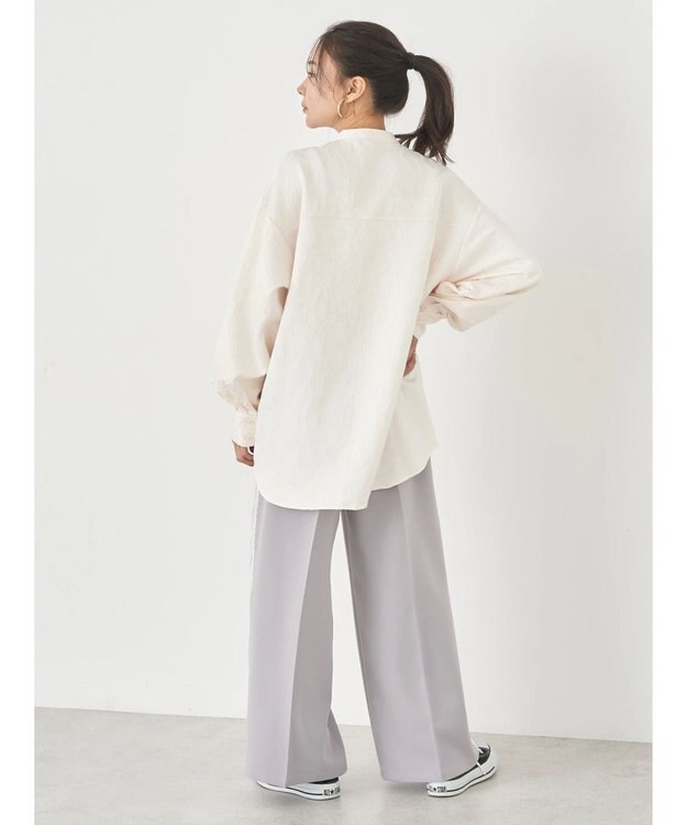 earth music&ecology フラワージャガードシャツ Ivory