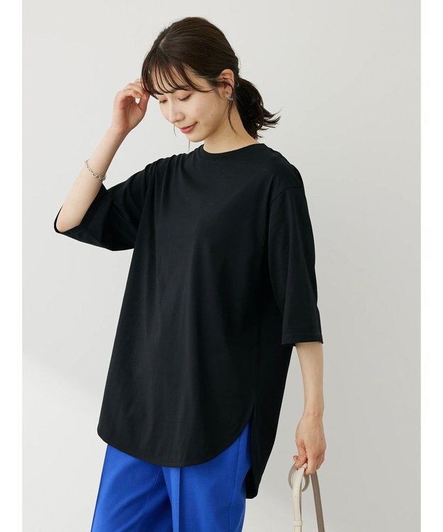 Green Parks 汗じみ防止５分袖チュニック Black