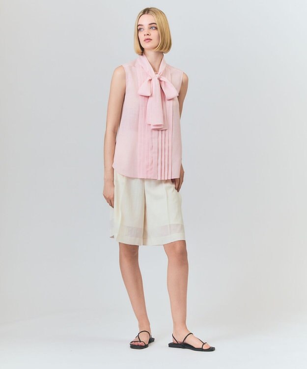 GRACE CONTINENTAL リネンライクボウタイノースリーブ ピンク