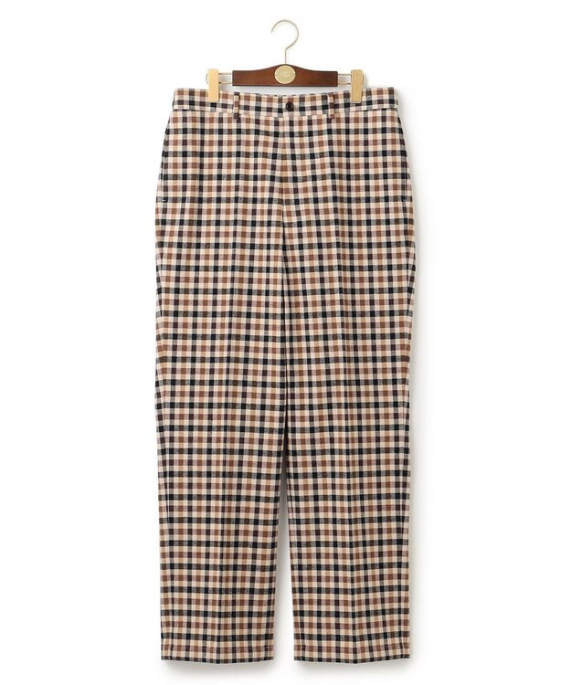 J.PRESS MEN カシミヤタッチワイド イージーチェックパンツ ブラウン系3