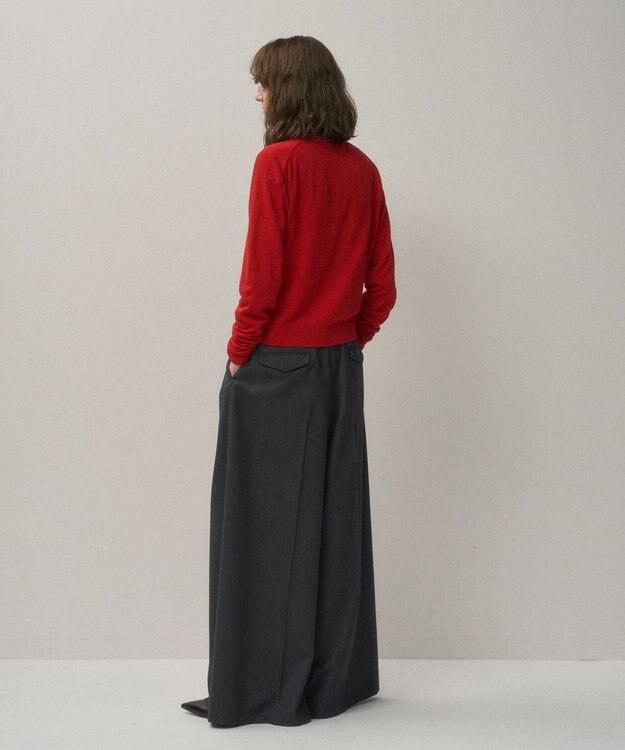 ATON GARMENT DYED CASHMERE SILK | クルーネックカーディガン RED