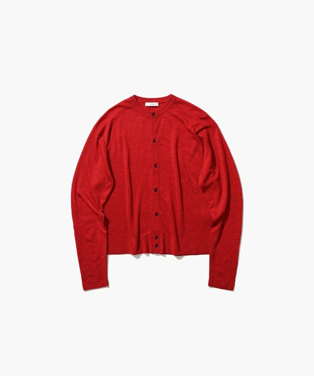 ATON GARMENT DYED CASHMERE SILK | クルーネックカーディガン RED