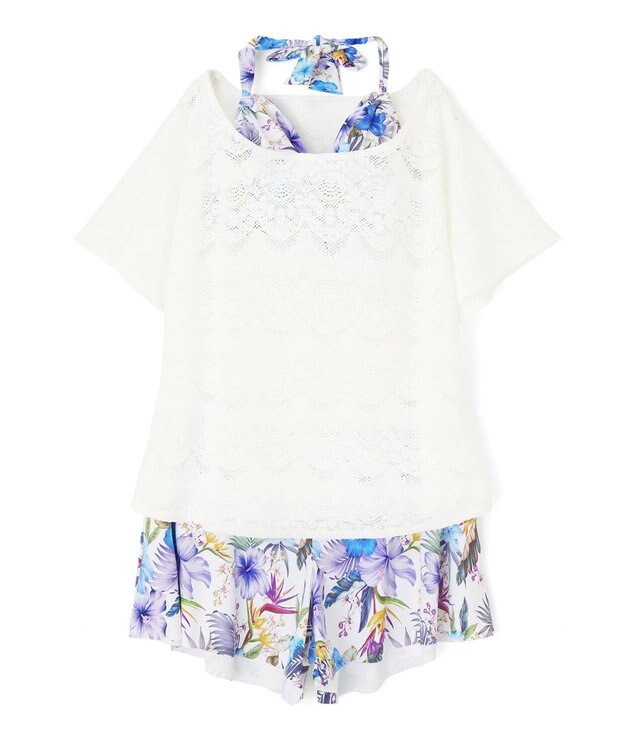 San-ai Resort（三愛水着楽園） 【新色ホワイト＆パープル入荷】４点セット水着　9M・11L【San-ai Resort（サンアイリゾート）】 パープル