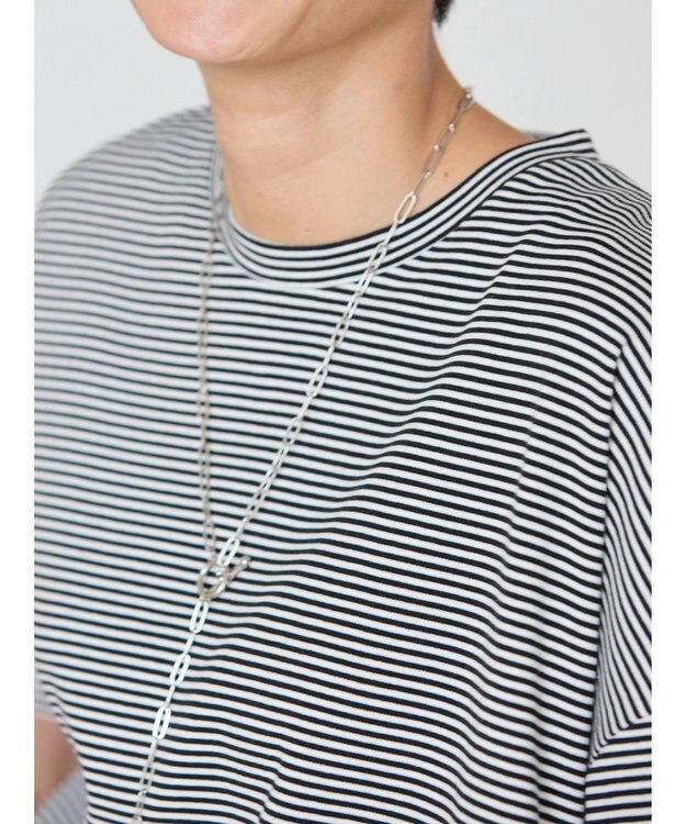 AMERICAN HOLIC 接触冷感裾ラウンドカットプルオーバー Border Black