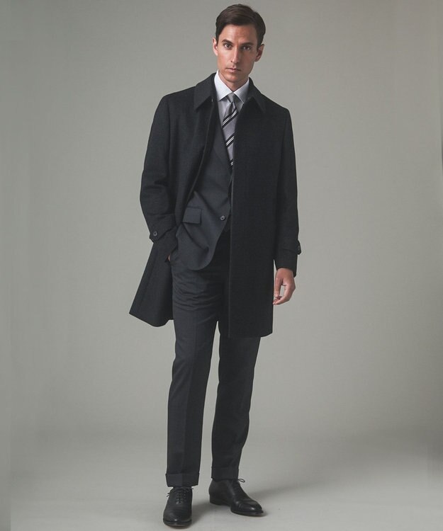 GOTAIRIKU 【形態安定】PREMIUMPLEATS_セミワイドカラー 通年ドレスシャツ（ストライプ） ライトグレーストライプ