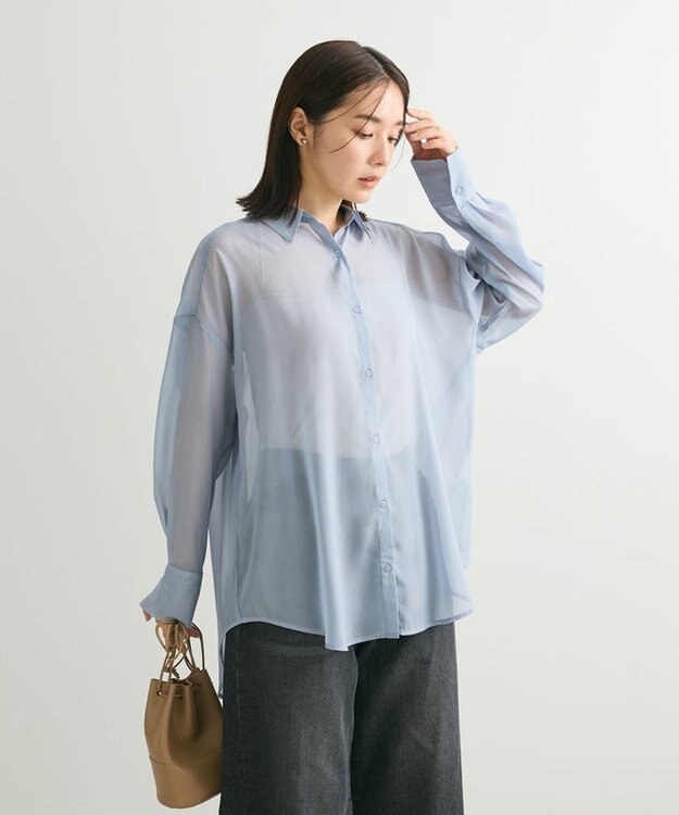 Green Parks シアーシャイニーシャツ Blue