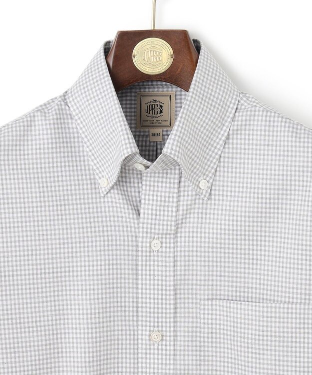 J.PRESS MEN 【Single Needle Tailoring / 形態安定】メランジカラーギンガムチェック シャツ/B.D. ライトグレー系3